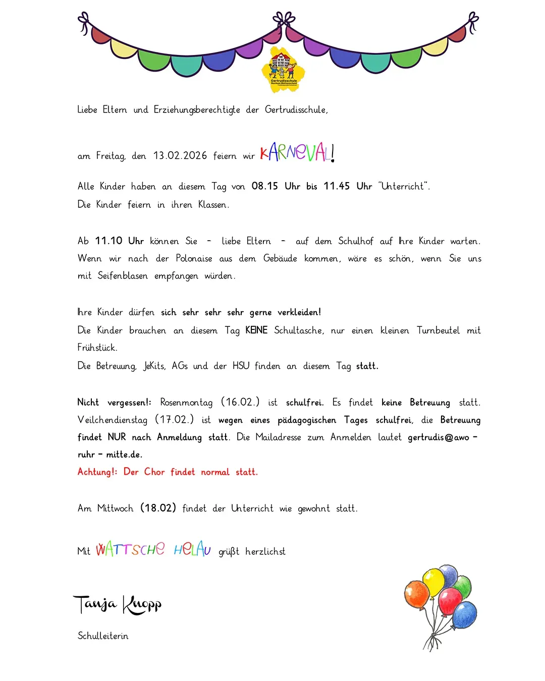 Elternbrief zum Karneval; PDF-Datei (237 KB) öffnent in separatem Fenster